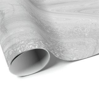 Silver Gray White Marble Molten Metallic Shiny