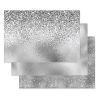 Silver Grey Glitter look Foils  Sheets