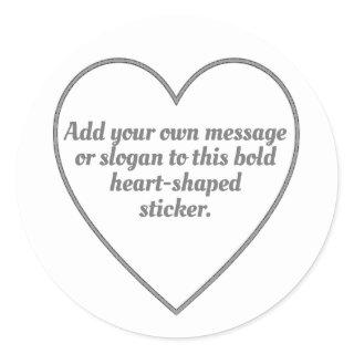 Silver Grey Outlined Hearts with Your Message Classic Round Sticker