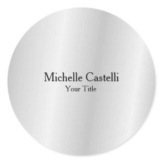 Silver Grey Professional Unique Classical Simple Classic Round Sticker