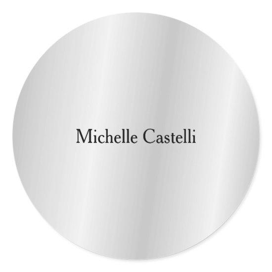 Silver Grey Professional Unique Classical Simple Classic Round Sticker