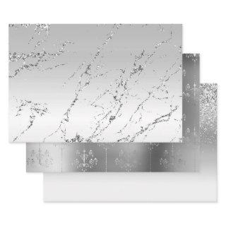 Silver Marble Glam Glitter Chandeliers  Sheets