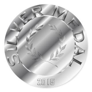 Silver Medal with YEAR OPTION Classic Round Sticker