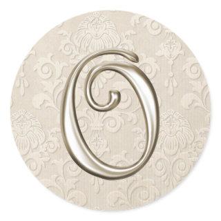 Silver Monogram Wedding Stickers - letter O