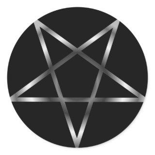 Silver pentacle classic round sticker