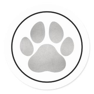 Silver Pet Lover Paw Print Holiday Classic Round Sticker