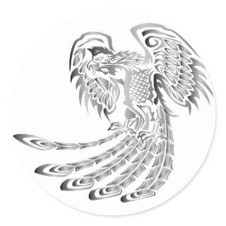 Silver Phoenix Rising Classic Round Sticker