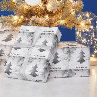 Silver Pine Tree,Balls  Merry Christmas