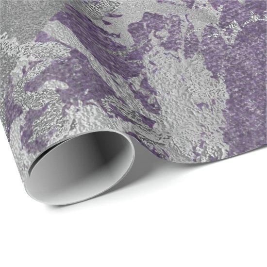 Silver Purple Gray Marble Shiny Metallic Strokes