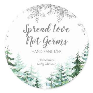 Silver snowflakes forest Hand Sanitizers Label
