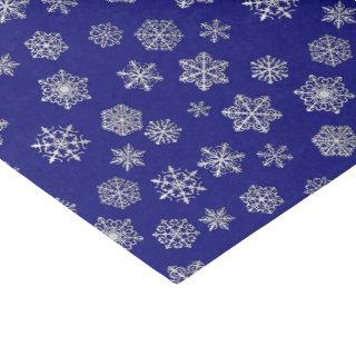 Silver snowflakes on a cobalt blue background tissue paper