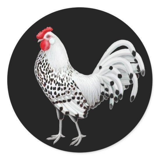 Silver Spangled Hamburg Rooster Sticker