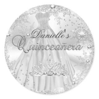 Silver Sparkle Snowflake Quinceanera Sticker