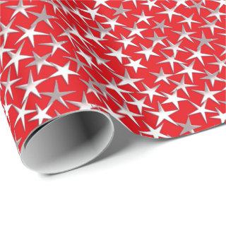 Silver stars on dark red