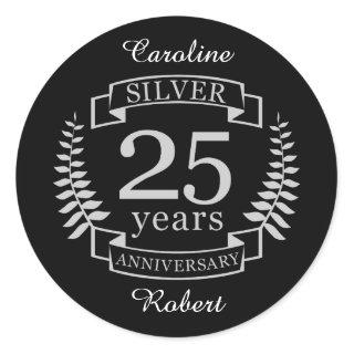 Silver wedding anniversary 25 years classic round sticker