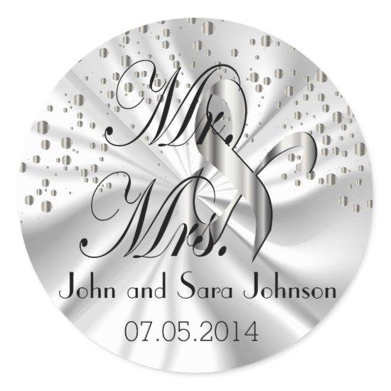 Silver Wedding for the Mr & Mrs | Personalize Classic Round Sticker