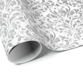 Silver White Damask Gray Net Delicate Diamond
