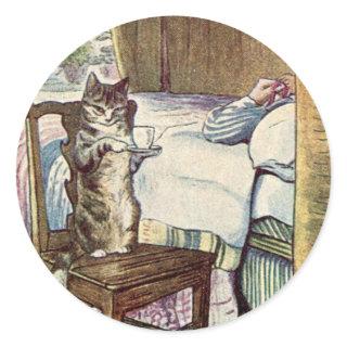 Simpkin the Cat Serves Tea - Beatrix Potter Classic Round Sticker