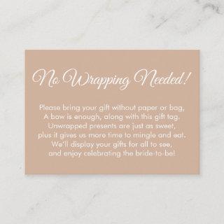 Simple Almond "No Wrapping Needed" Bridal Shower Enclosure Card