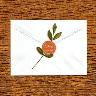Simple and elegant initials burnt orange wedding c classic round sticker