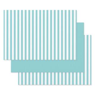 Simple Aqua/White Stripes Geometric Pattern Set  Sheets