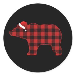 Simple Bear Silhouette Buffalo Christmas Holiday Classic Round Sticker