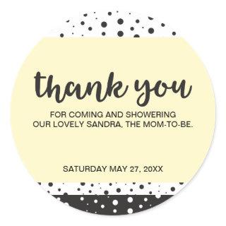 Simple Black and White, Baby Shower, Thank youA Classic Round Sticker