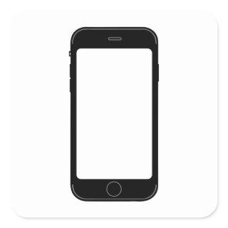 Simple Black and White Mobile Phone Template Square Sticker