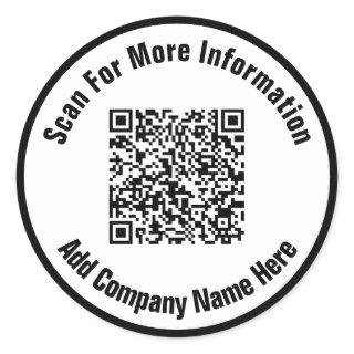 Simple Black and White Text Scan QR Code  Classic Round Sticker