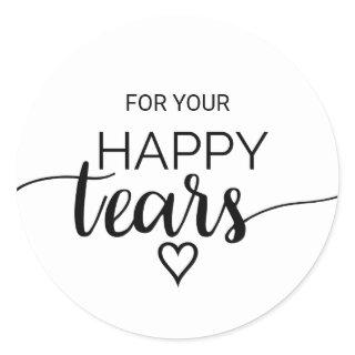 Simple Black Calligraphy Happy Tears Tissue Classic Round Sticker