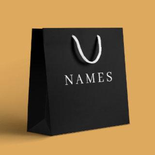 Simple Black Custom Add Your Name Elegant Large Gift Bag