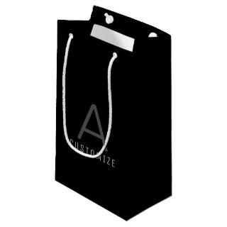 Simple Black Custom Name Initial Modern Small Gift Bag