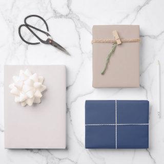 Simple Blush Pale Rose Navy Blue Solid Color 3 Set  Sheets