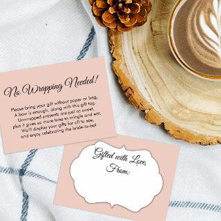 Simple Blush Pink No Wrapping Needed Bridal Shower Enclosure Card