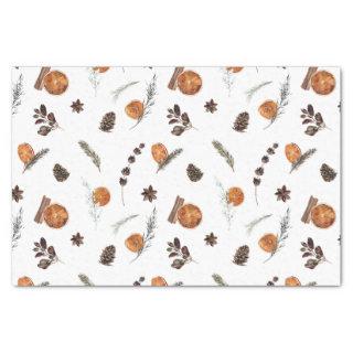 Simple Boho Dried Orange Watercolor Christmas Tissue Paper