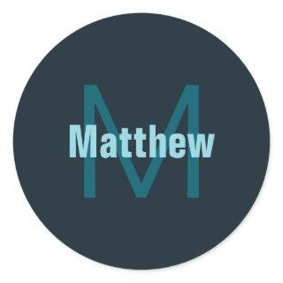 Simple Bold Customizable Monogrammed Name  Classic Round Sticker