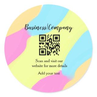 Simple business company website barcode QR add nam Classic Round Sticker