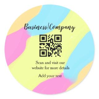 Simple business company website barcode QR add nam Classic Round Sticker