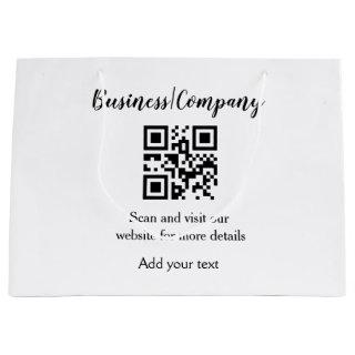 Simple business company website barcode QR add nam Large Gift Bag