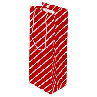 Simple Chic Diagonal White Stripes Pattern On Red Wine Gift Bag
