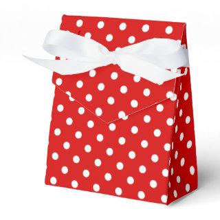 Simple Chic White Polkadots Pattern On Red Favor Boxes