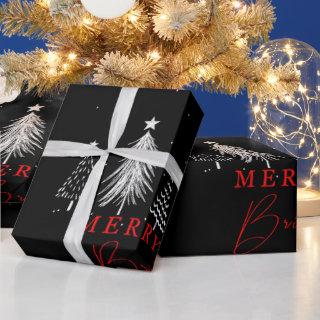 Simple Christmas Pine Tree Merry & Bright | Black