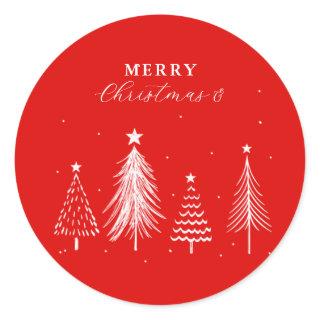 Simple Christmas Pine Tree Pattern Classic Round Sticker