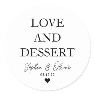 Simple Classic LOVE DESSERT Heart Wedding Favor Classic Round Sticker