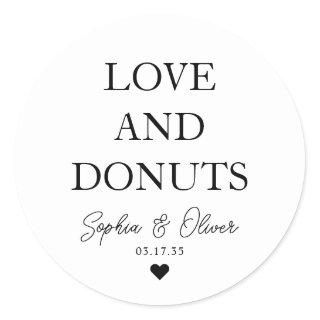 Simple Classic LOVE DONUTS Heart Wedding Favor Classic Round Sticker