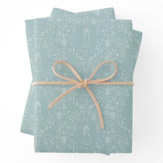 Simple Coastal Seaside Lighthouse Compass Nautical  Sheets