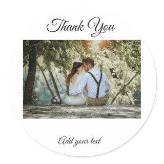 simple colorful minimal thank you add your text ca classic round sticker