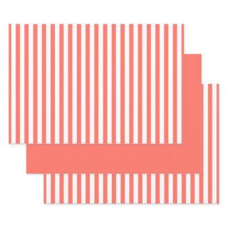 Simple Coral/White Stripes Geometric Pattern Set  Sheets