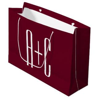 Simple Couples Initials | White & Burgundy Large Gift Bag
