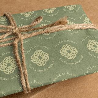 Simple Custom Family Celtic Cross Minimalist Green Tissue Paper